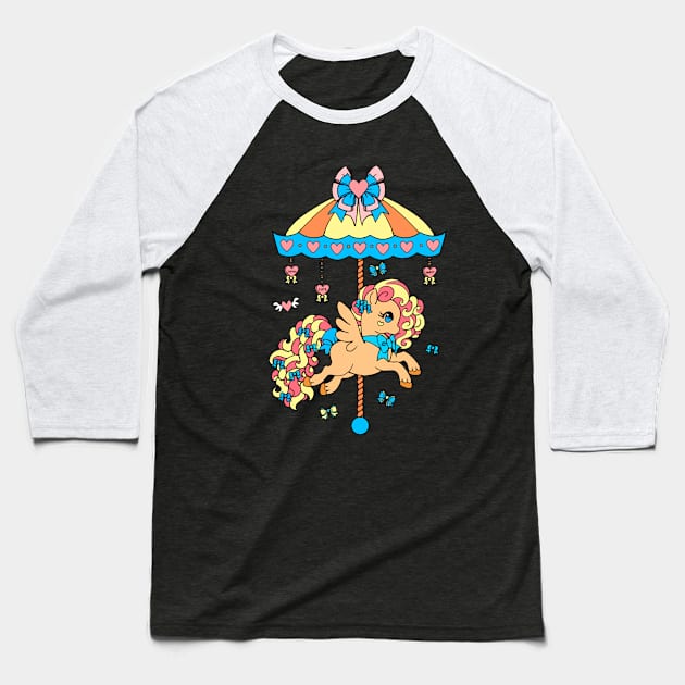 Carousel Merry Go Round Pony Horse Baseball T-Shirt by Happy Art Designs